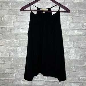Michael Michael Kors black cold shoulder v neck long sleeve blouse B6-35